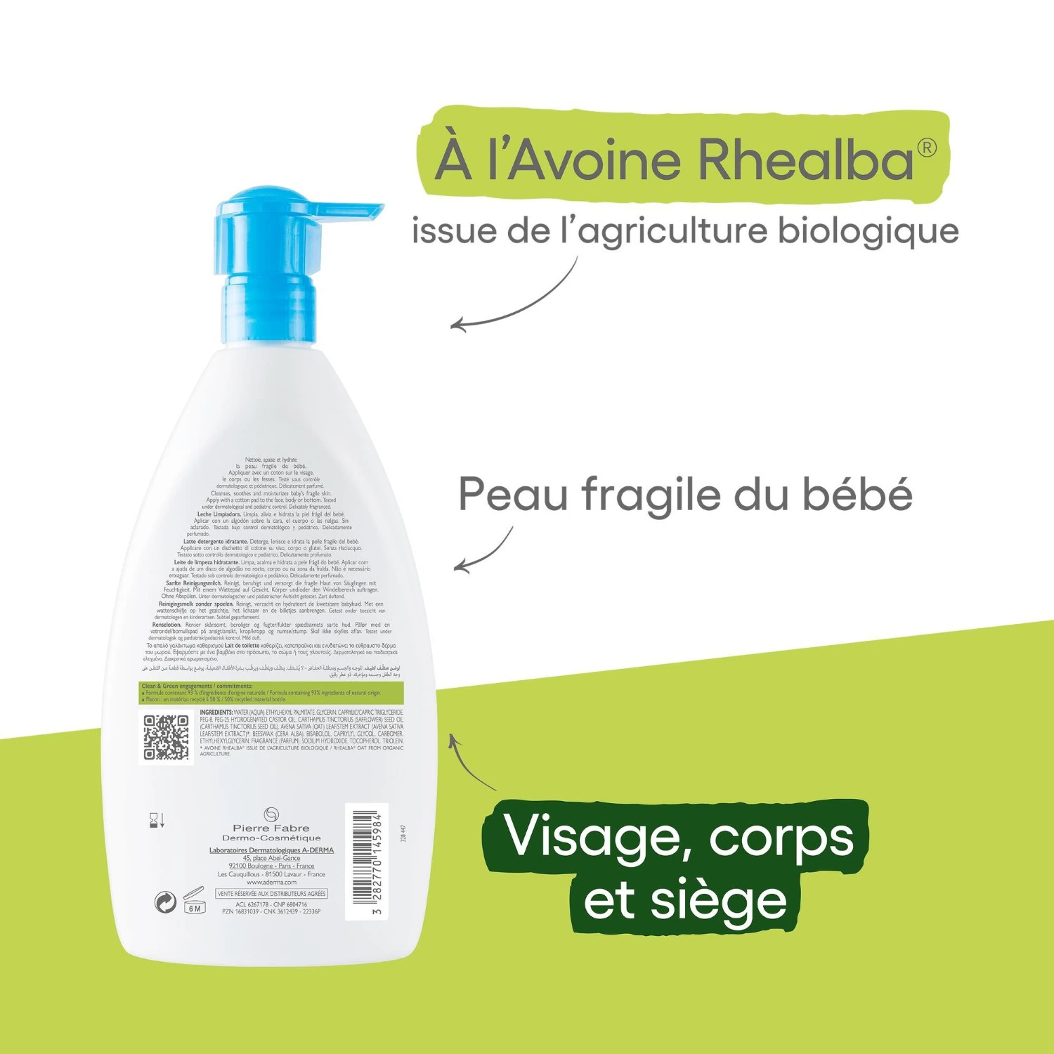 A-DERMA Lait de toilette bébé hydratant