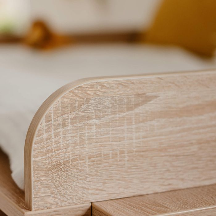 Verschoontafel met 2 lades in naturel hout met rieten look - CO7085 - Naturel hout - Terre de Nuit