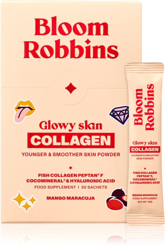 Bloom Robbins Mirdzoša āda COLLAGEN JAUNĀKAS UN GLUDAS ĀDAS PULVERIS uztura bagātinātājs pulveris skaistai ādai