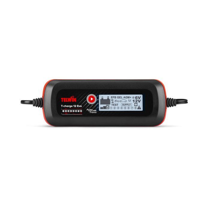 Cargador de baterías - T CHARGE - 12 EVO - 6V/12V - Mantenimiento automático - Probador de alternador