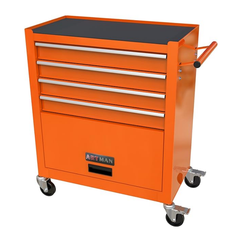 Verktygsvagn med 5 lådor, verktygslåda på hjul, låsbar förvaringsorganisatör för reparationsverktyg, verktygslåda för mekaniker, garage