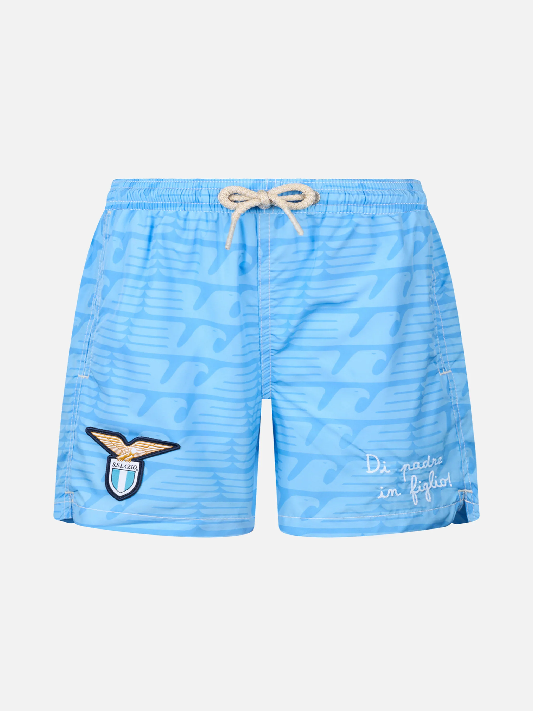 Costume mare Jean Lighting in tessuto leggero con stampa logo Lazio e