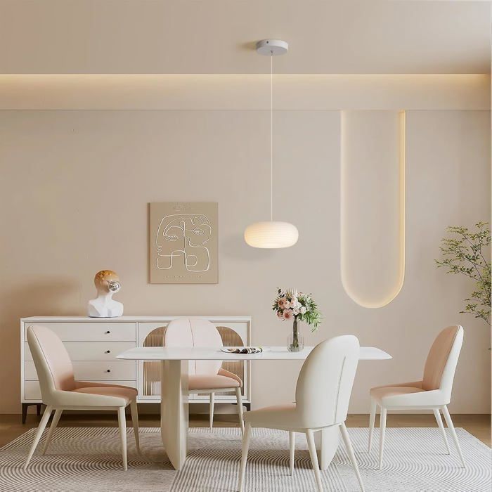 GANEED LED-Pendelleuchte – Minimalistische ovale Kücheninselleuchte – 12 W – Weiß – 1 Stück