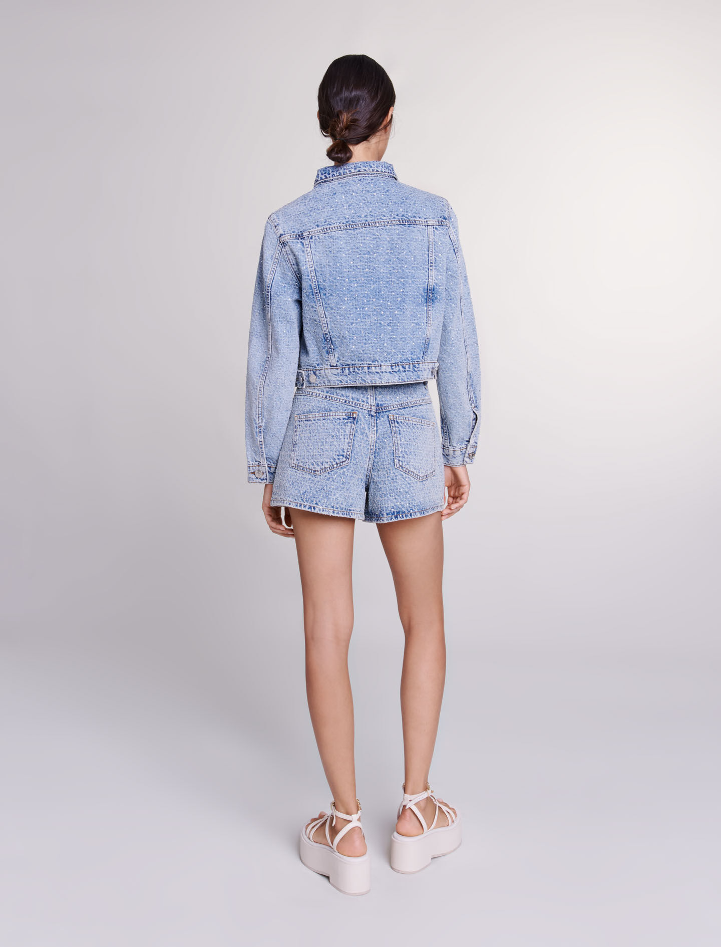 Jachetă scurtă din denim - Albastră