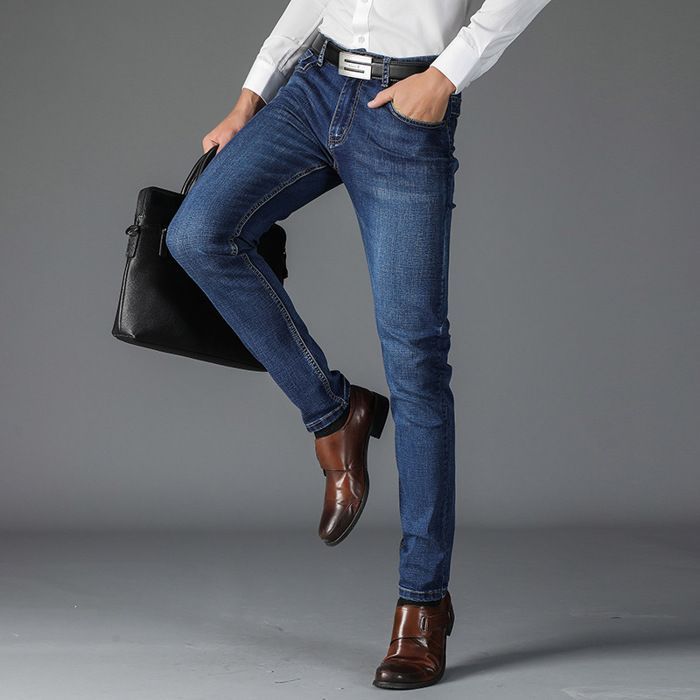 Jeans da uomo - INSFITY - Vestibilità regolare dritta - Blu