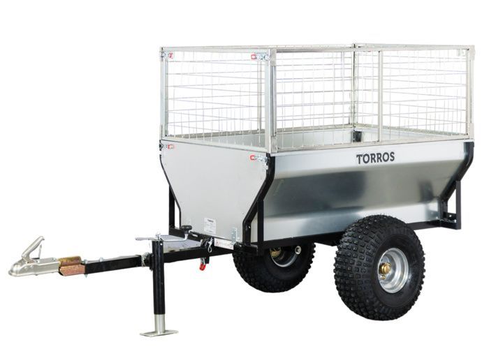 Remolque Torros AHR550G de 2 ruedas y un solo eje, capacidad de 550 kg, caja basculante galvanizada, 1500x960x465 mm