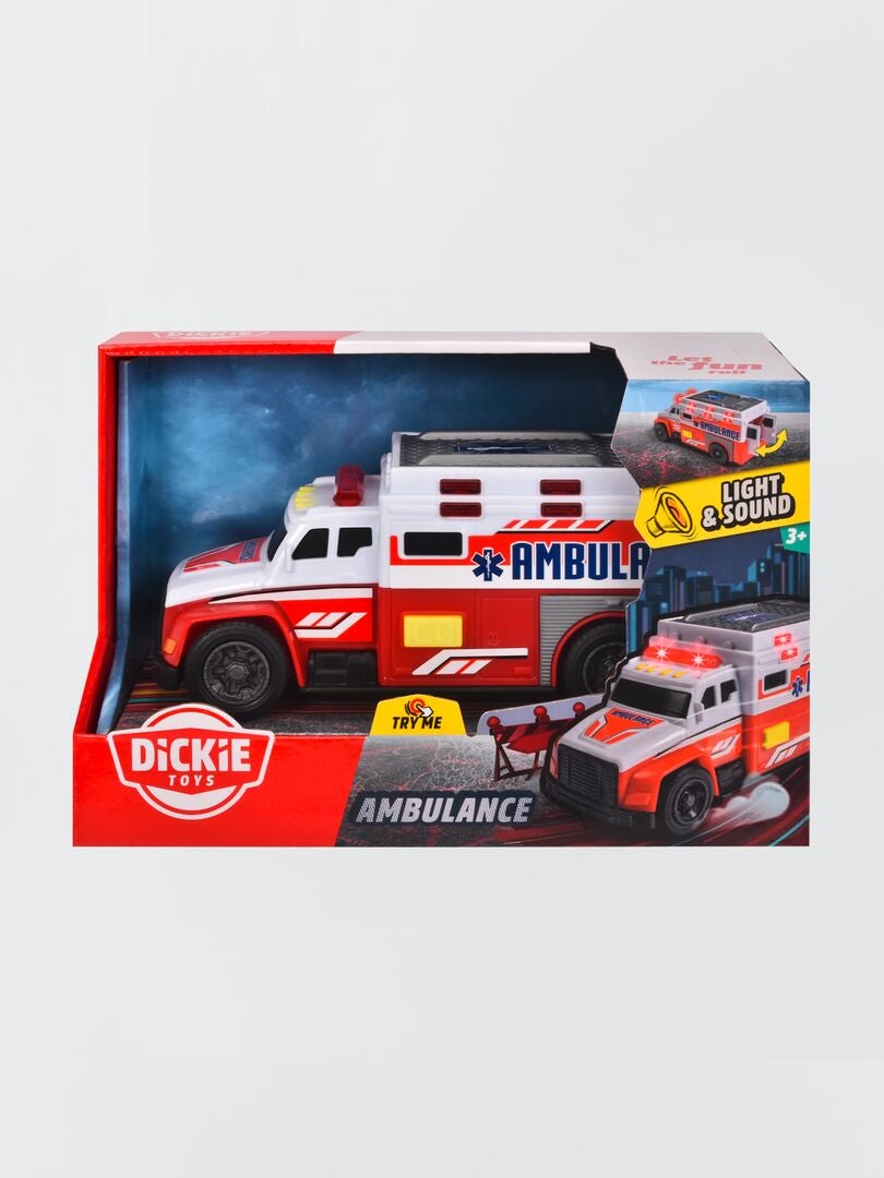 Ambulancia Dickie Toys con sonidos y luces - Roja/Blanca