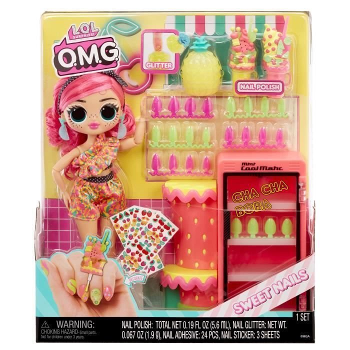 LOL Surprise OMG Sweet Nails™ - Nail Bar - Bambola alla moda Pinky Pops Fruit Shop - Tema frutta - Età 4+