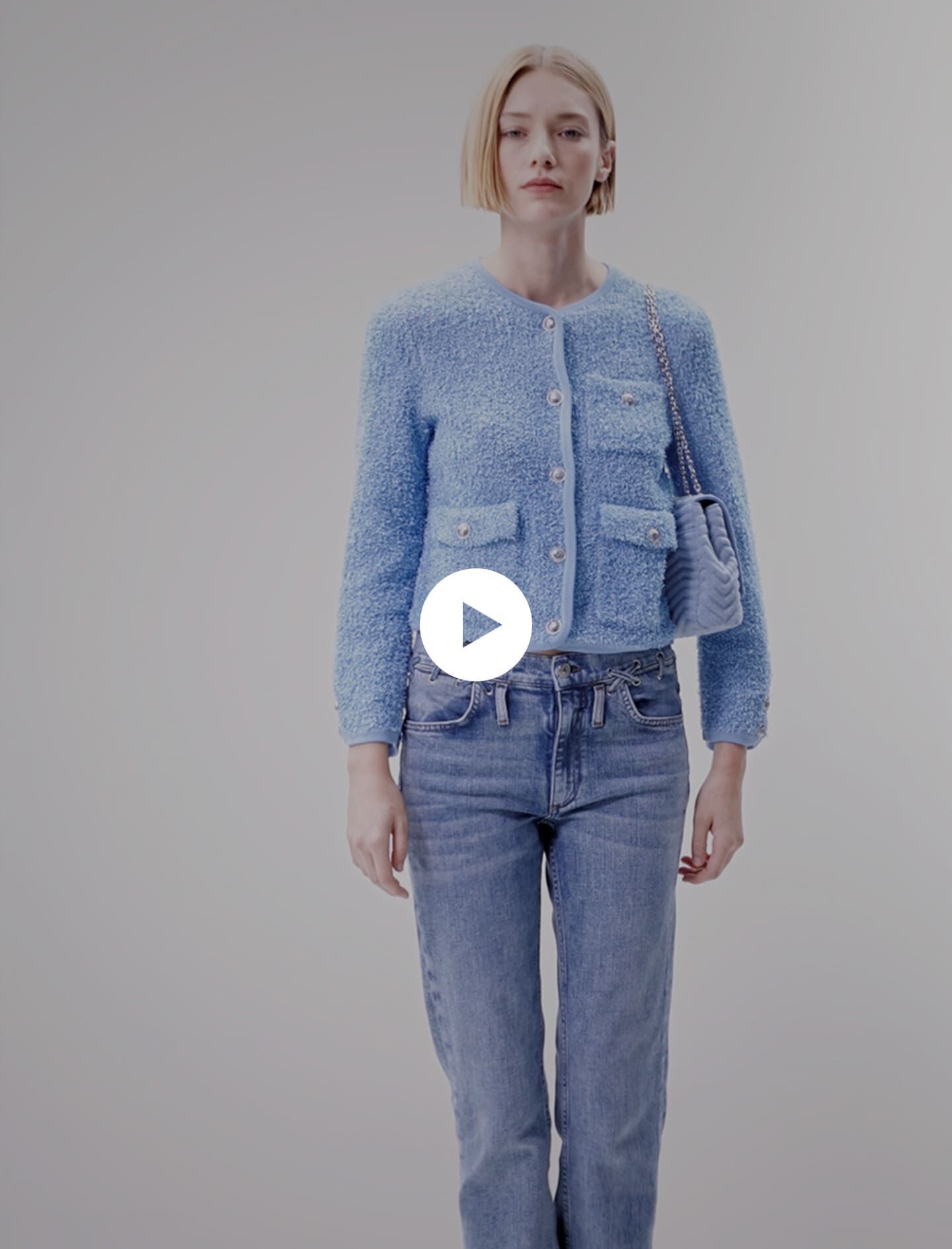 Gebreid vest met pailletten - Blauw
