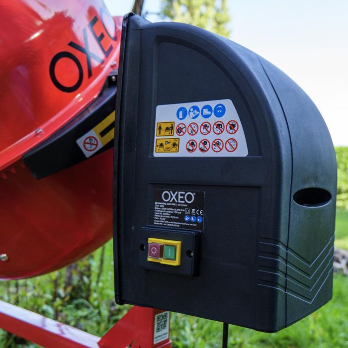 Betoniera da 160 litri - 650 W - 29,5 giri/min - Ingranaggi in ghisa - Volantino grande con blocco a pedale - Per calcestruzzo, malta, cemento