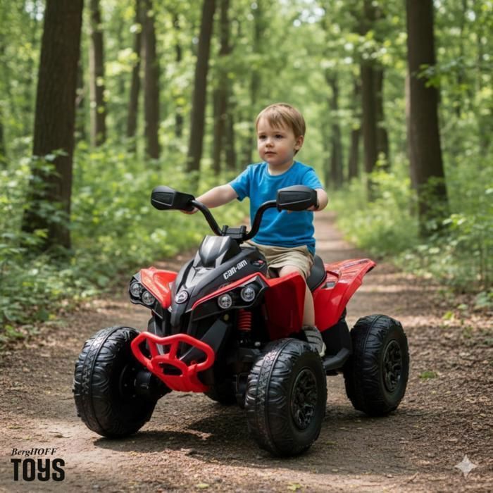 Quad eléctrico CAN-AM Renegade de 12 V - Rojo - Para niños de 3 a 7 años - Producto con licencia oficial - Tracción 4x4 - Neumáticos de EVA