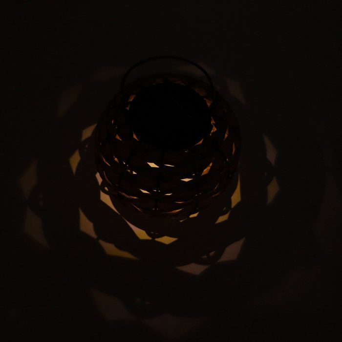 OMABETA Suspension en rotin Lanterne solaire d'extérieur LED étanche en boule de rotin creuse avec poignée pour jardin lampion