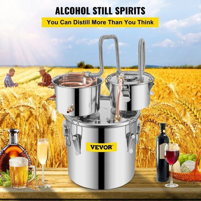 Destilador de álcool, 50 L, para fabricação de cerveja, aço inoxidável, resfriamento rápido, prateado