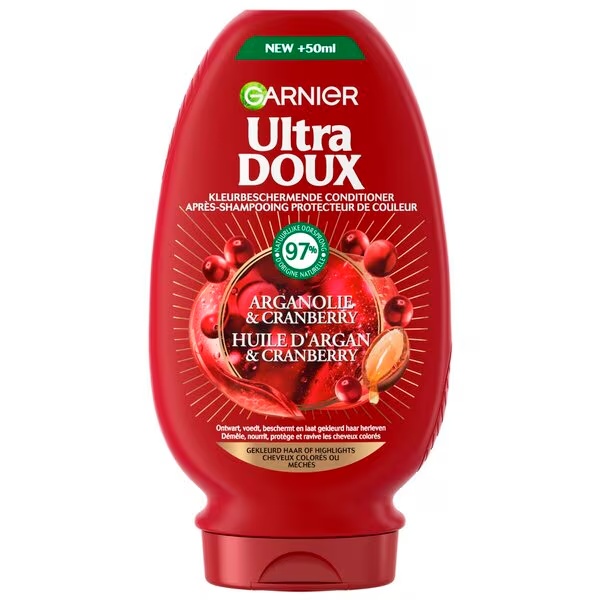 Garnier Ultra Doux - Kondicionierius - Argano aliejus ir spanguolių - dažyti plaukai arba medžiai<br>250 ml