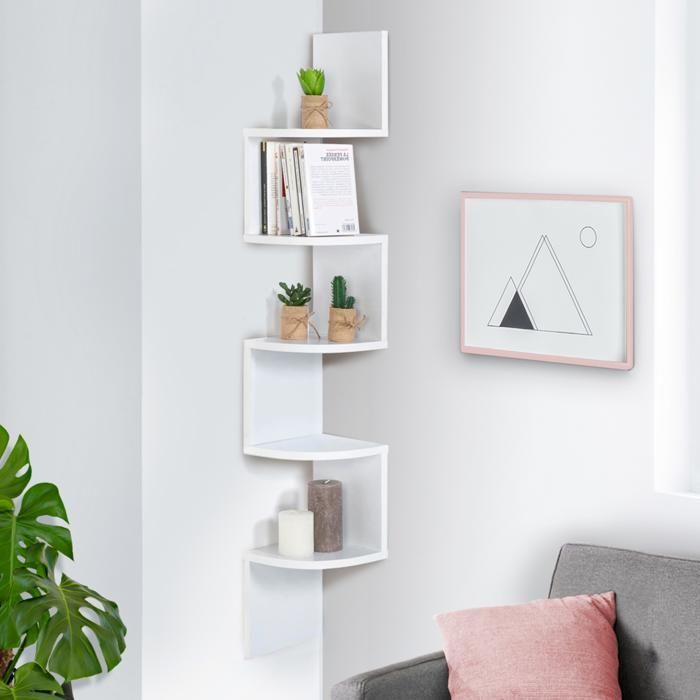 Estantería de esquina blanca de 5 niveles IDMARKET ISA