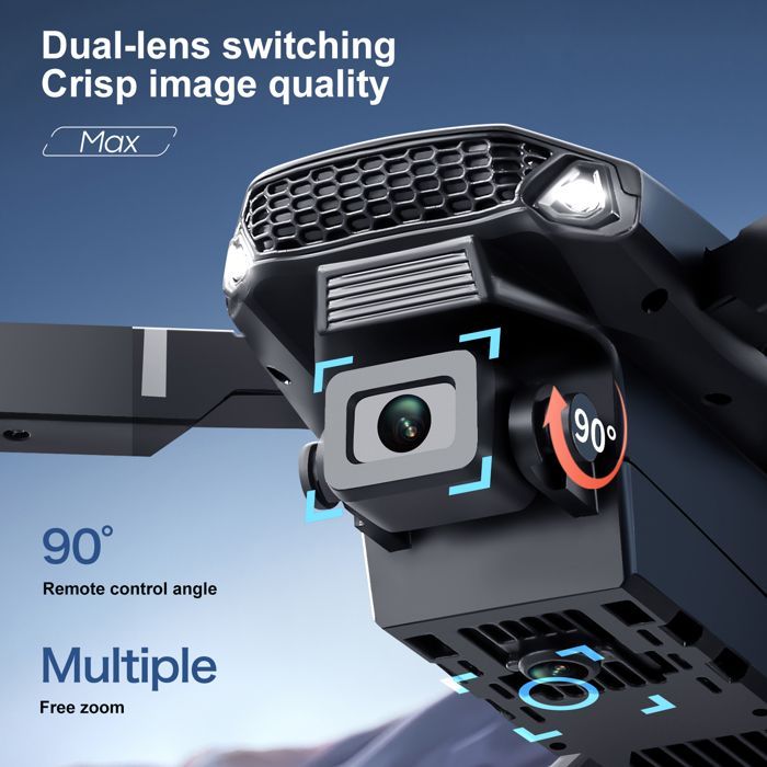 Dron con cámara, control remoto con pantalla, cuadricóptero RC plegable para principiantes, juguete para niños y niñas, regalos de Navidad, negro.