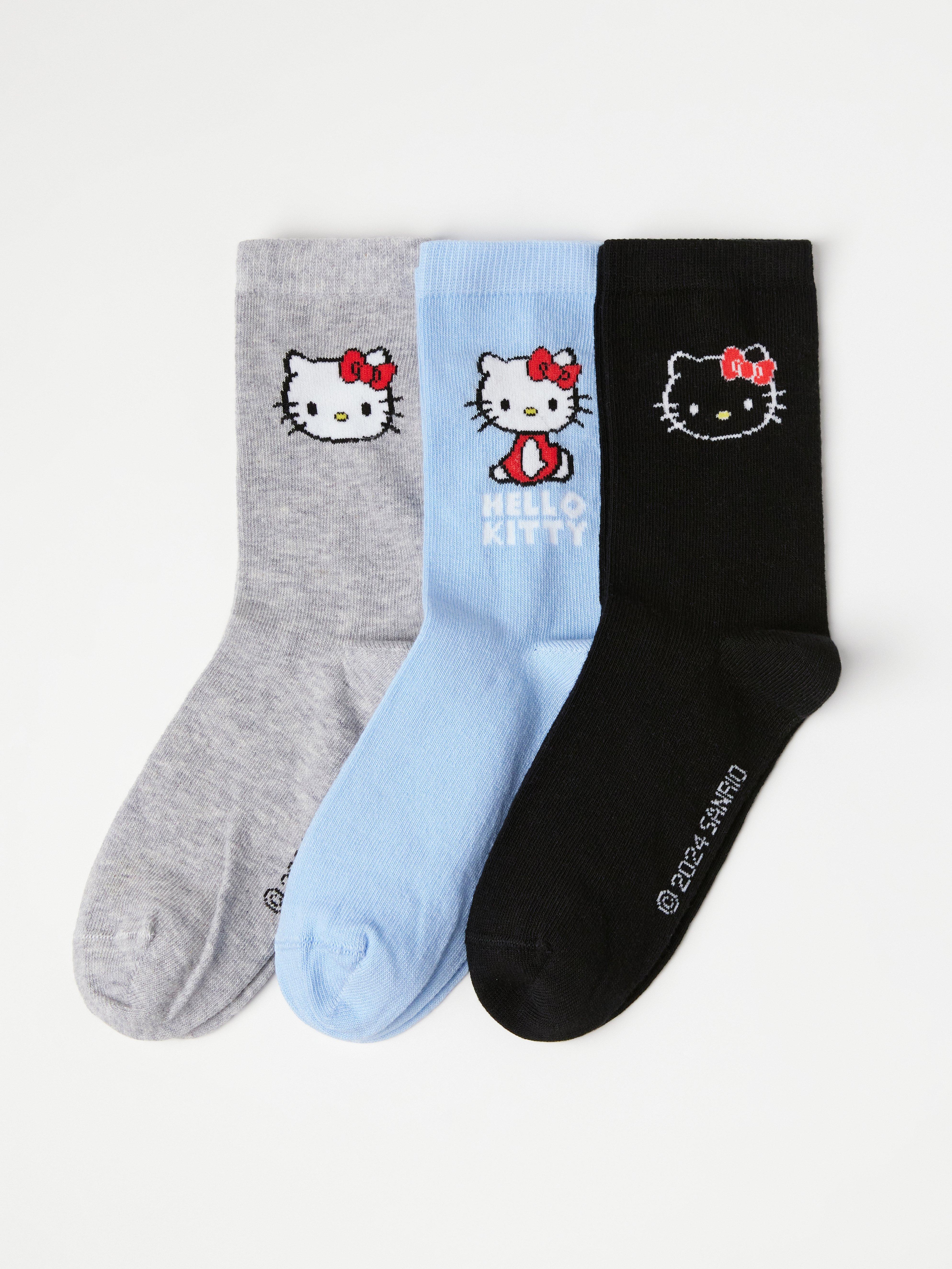 3-pakning Hello Kitty sokker lyseblå