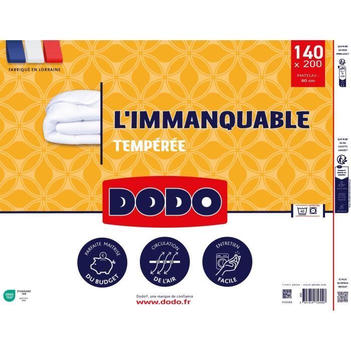Edredón DODO de peso medio 250 g/m² - IMPRESCINDIBLE - 140 x 200 cm - Blanco