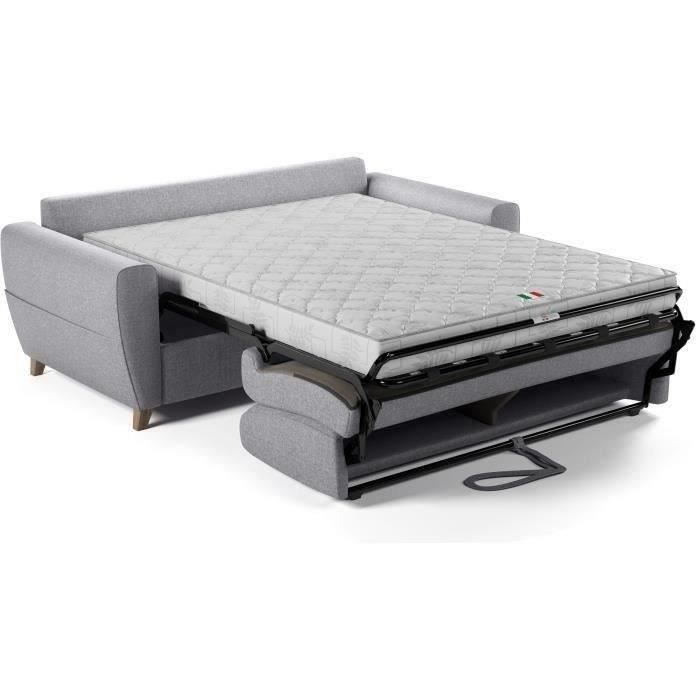 SKY 3-zits Express slaapbank - Grijze stof - Matras van 14 cm - 192 x 100 x 88 cm