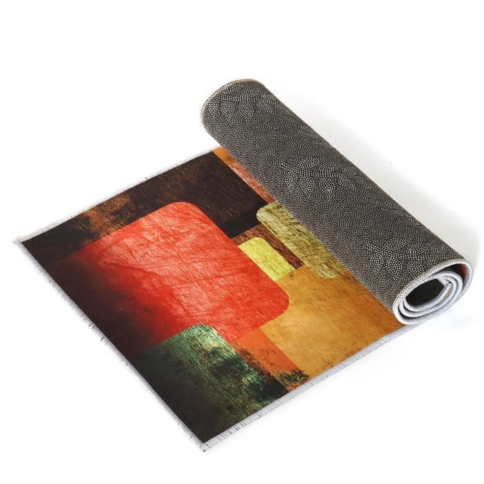Juego de 2 tapetes de cocina antideslizantes de poliéster con estampado geométrico en acuarela, ideales para cocina, oficina o comedor. Medidas: 40 x 60 cm + 40 x 120 cm.