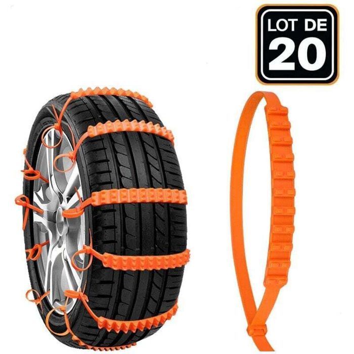 Juego de 20 cadenas universales para nieve de coche, cadenas antideslizantes para neumáticos de SUV y camiones, fácil y segura instalación.