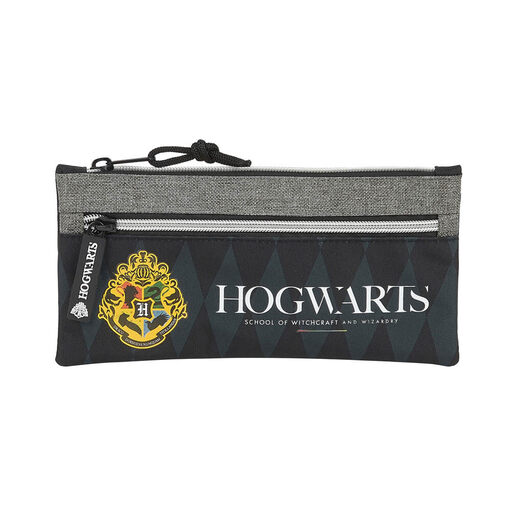  Safta Portatodo Duplo Cremallera De Harry Potter Hogwarts, 230x110 Mm, Preto/cinza