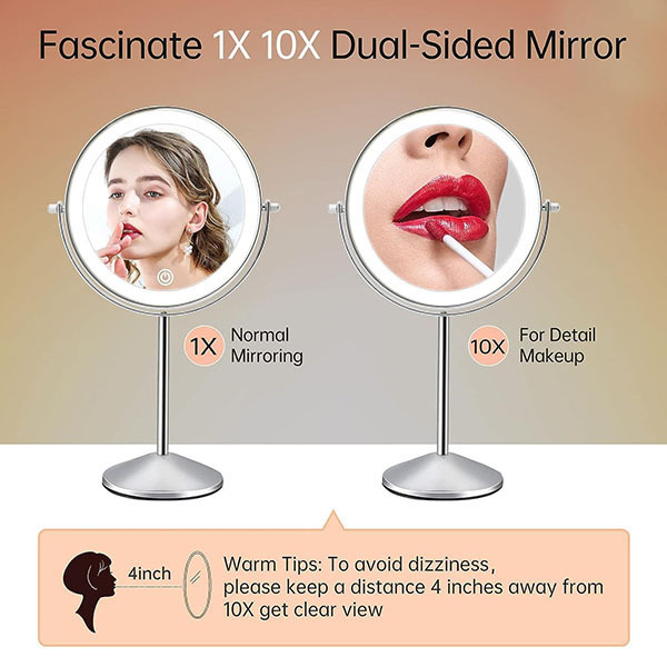 Fascinující LED kosmetické zrcátko s osvětlením 30x10cm RM299A_Chrom