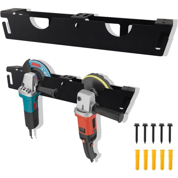 Soporte angular de 2 ranuras para fresadora, soporte para herramientas eléctricas, adecuado para almacenamiento en garaje.