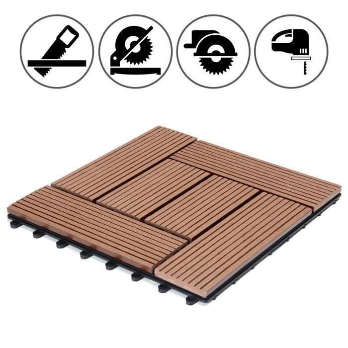 Dalle de jardin clipsable en bois composite WPC terracotta 30x30cm - DEUBA - Revêtement de sol extérieur