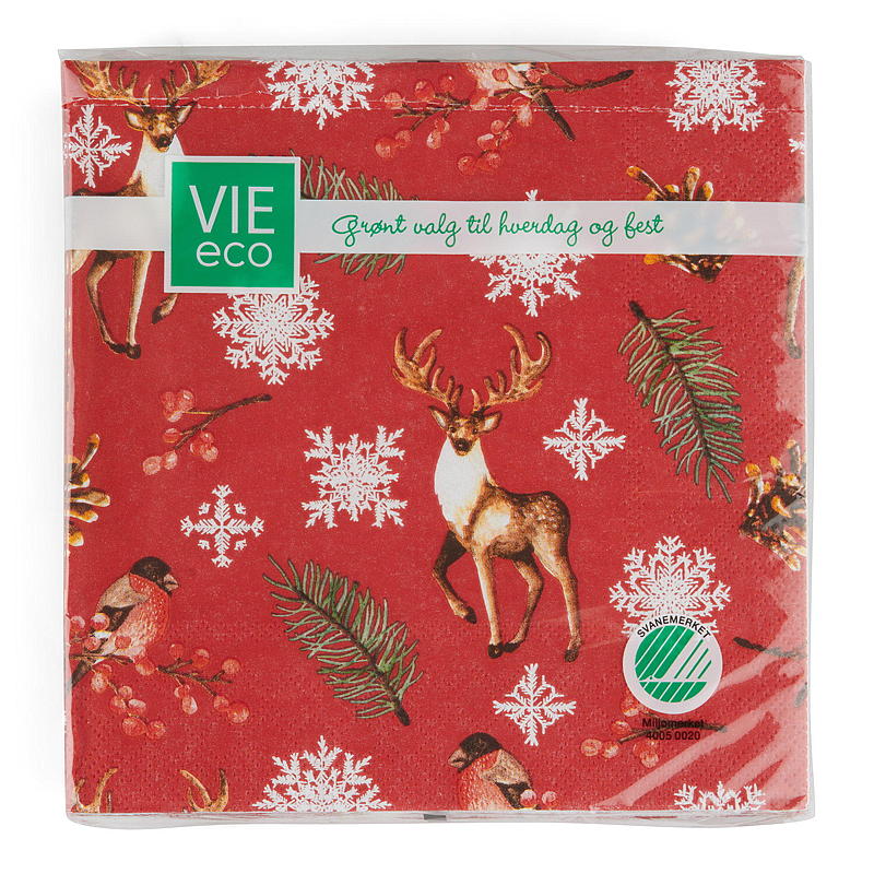 Tovaglioli Vie Eco, confezione da 20 pezzi, 33x33 cm, con motivo natalizio