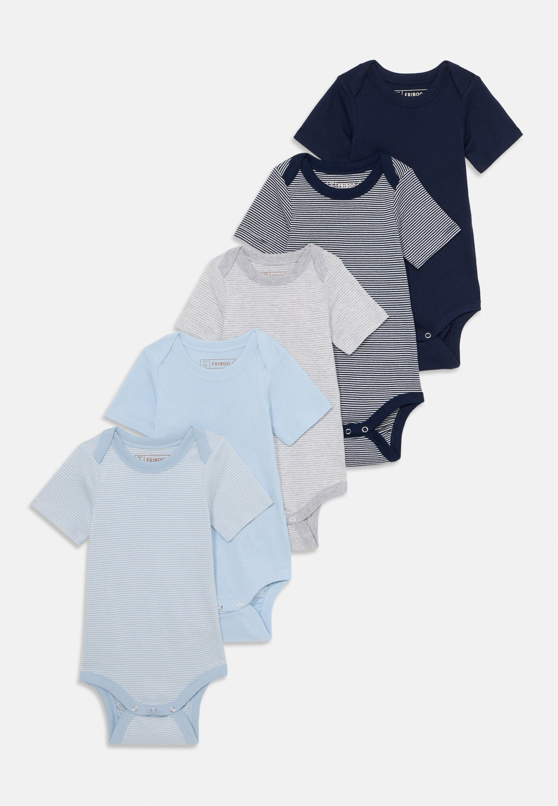 Friboo UNISEX 5 PACK Z KRÓTKIM RĘKAWEM - Kombinezon do spania - ciemnoszary/niebieski/szary/jasnoszary