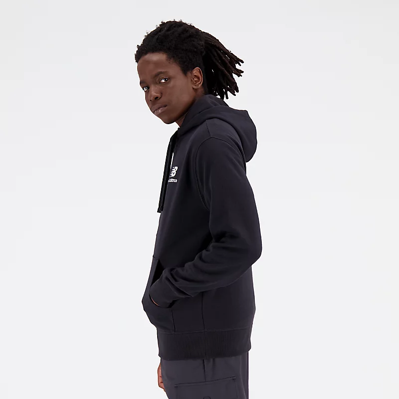 Heren Essentials Stacked Logo badjas van badstof – ZWART