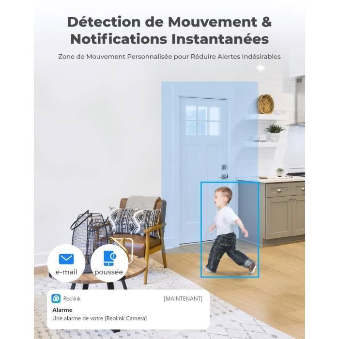 Caméra de Surveillance REOLINK Série E1 P61S 5MP WiFi 2,4/5 GHz Zoom 3X Vision Nocturne