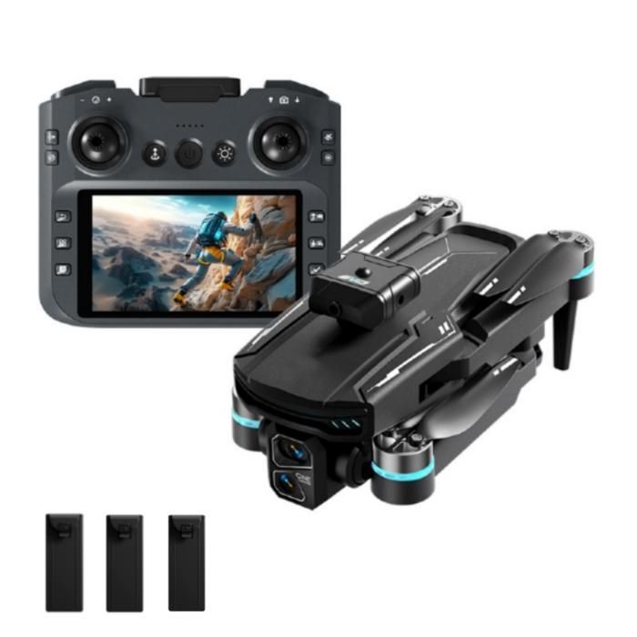 Dron, 3 baterías, doble lente, 4K, estabilización de imagen, ruta personalizada, captura de fotos por gestos, negro