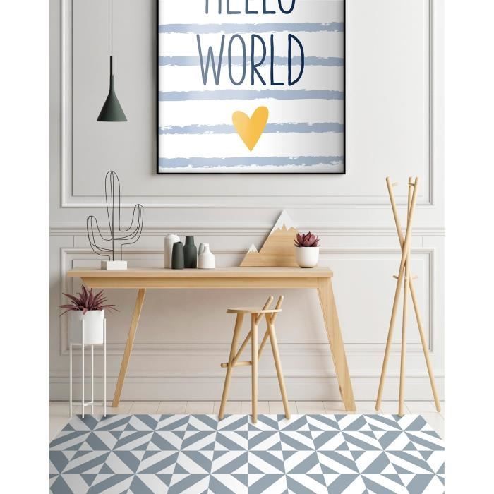 Tapis Vinyle Panorama Géométrie Bleue 60x110 cm - Tapis pour Cuisine, Bureau et Salon en PVC