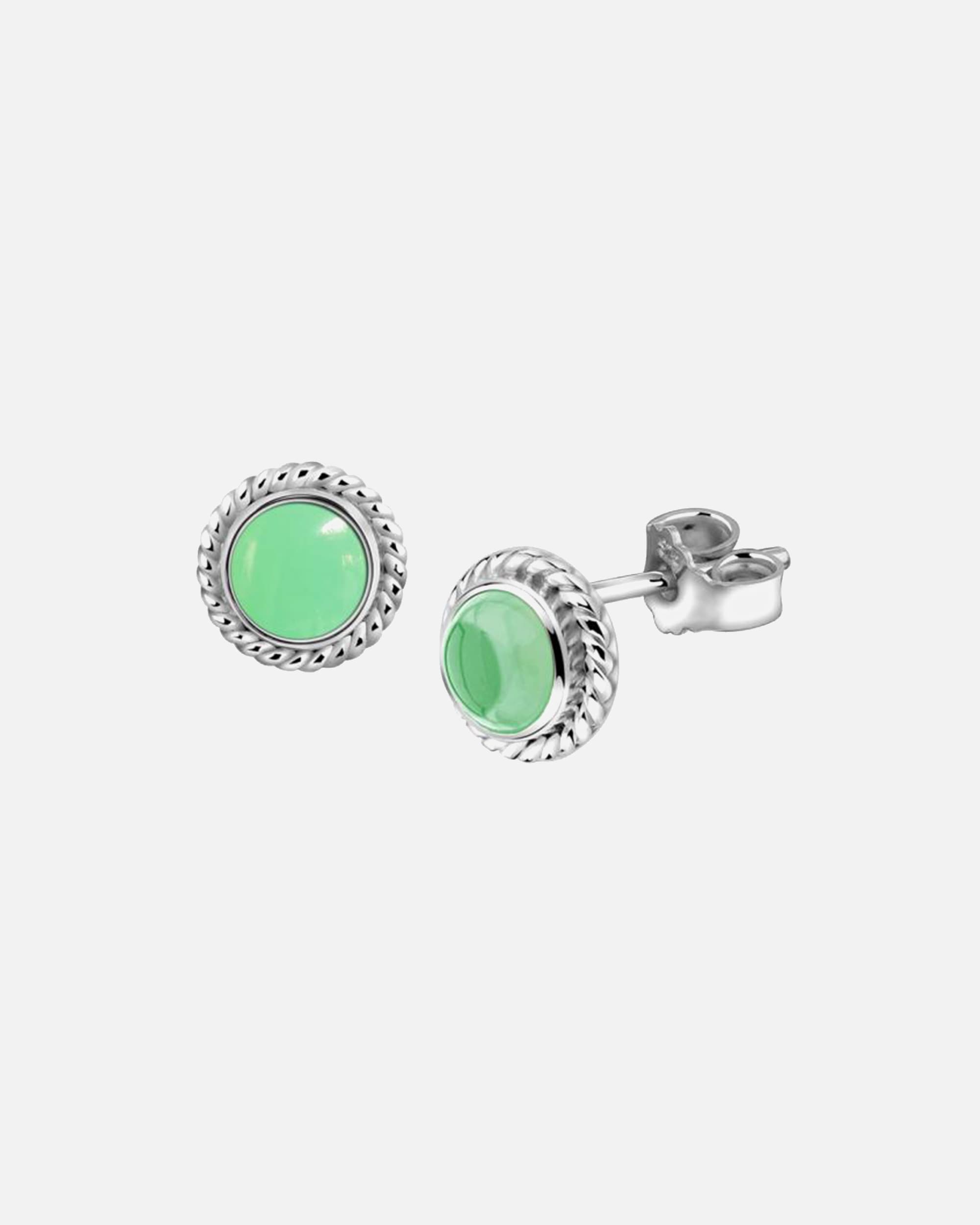 Nenalina Femmes Clous d'oreilles Argent faits main sertis d'une véritable pierre précieuse verte - 222999-097