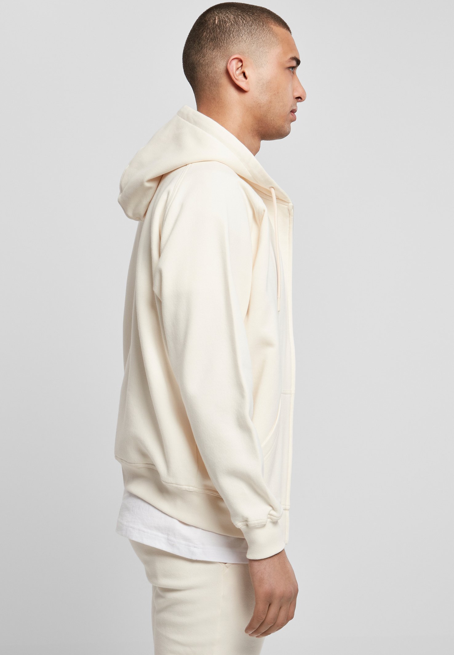 Urban Classics ZIP HOODY - Sweatshirt met rits - wit zand