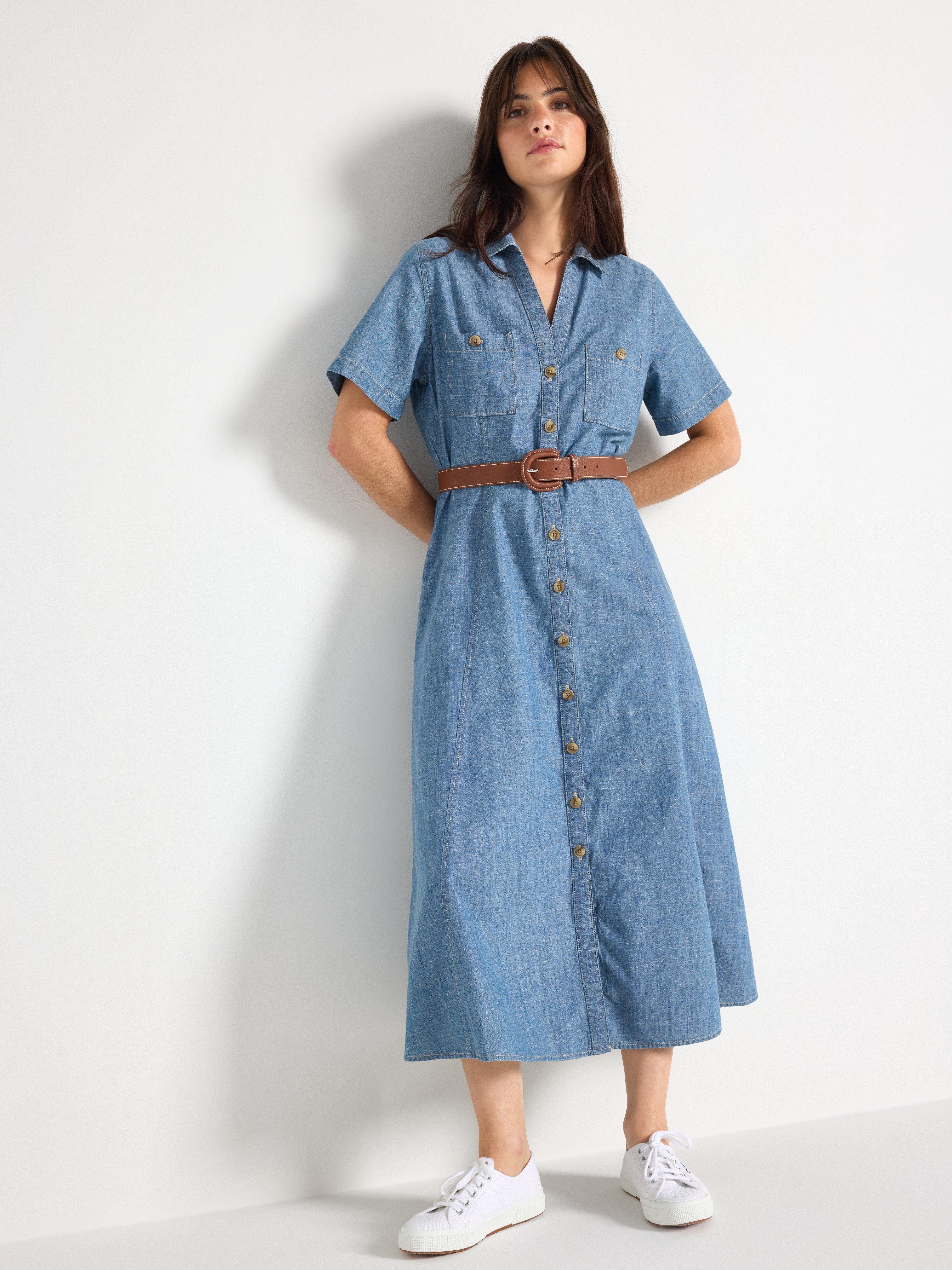 Vestido camisa chambray azul chambray