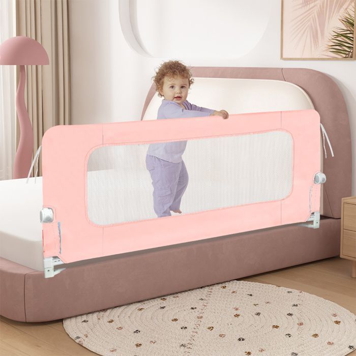 MIPAN. Barrière de Lit Bébé - Barrière de Sécurité - Adre Métallique Anti-Chute -  Tissu Respirant -150 * 66 - 80cm - Rose