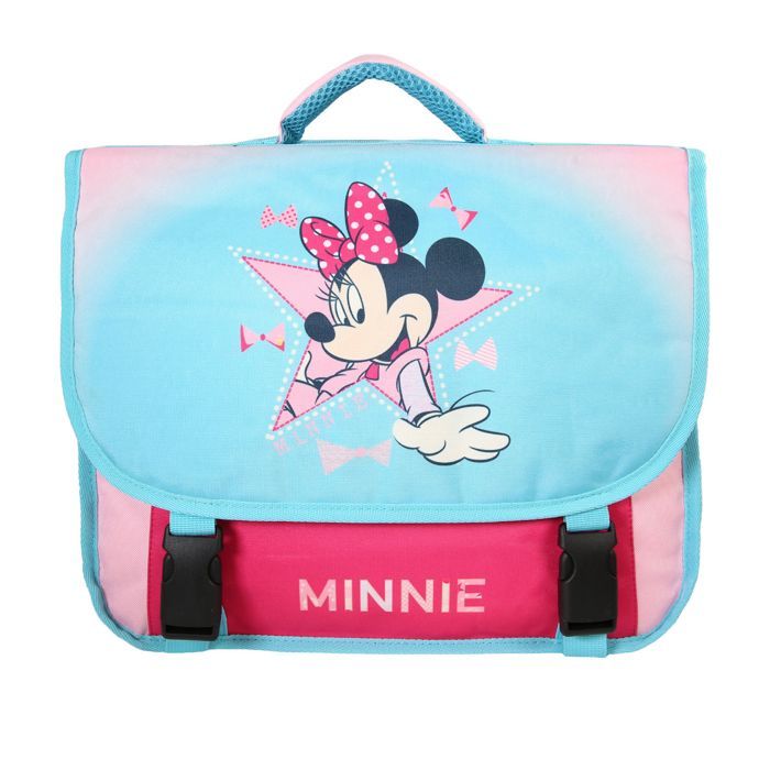 Mochila escolar Bagtrotter - Minnie - 38cm - Rosa - Menina - 2 Compartimentos - 1 Bolso Sob a Aba - Alças de Ombro Acolchoadas - Base...