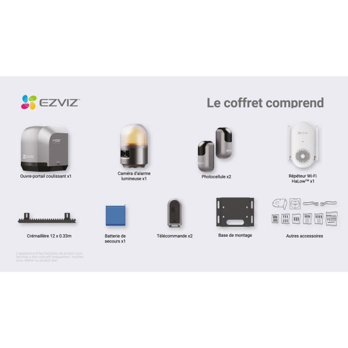 Kit moteur de portail coulissant - EZVIZ - HG2 600 Pro - Connecté - Jusqu'à 600 kg