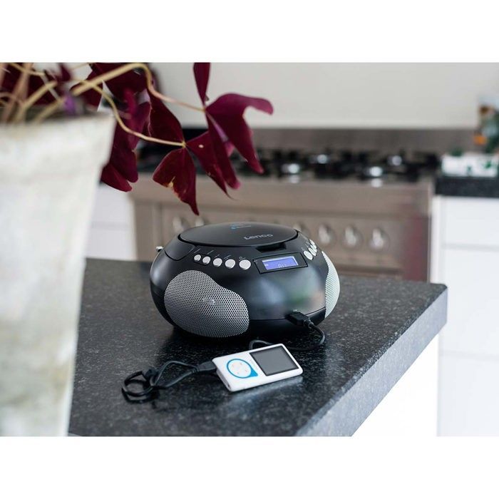 Lenco SCD-331BK - Radio et lecteur CD/MP3 portable avec USB et Bluetooth® - Radio alimentée par batterie ou par secteur