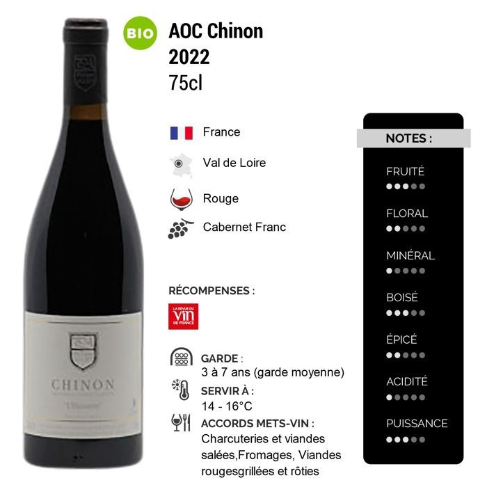 Domaine Philippe Alliet Chinon L'Huisserie 2022 - Vinho Tinto do Vale do Loire (3x75cl) Orgânico