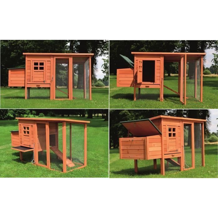 Pollaio in legno per giardino, gabbia per galline, gabbia per anatre, dotato di posatoio, 182 x 75 x 103 cm, modello XXL 131