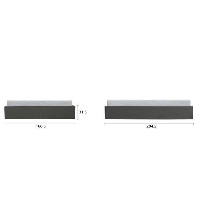 ECLIPSE Lit adulte + coffre de journée - Tissu gris foncé - 160 x 200 cm