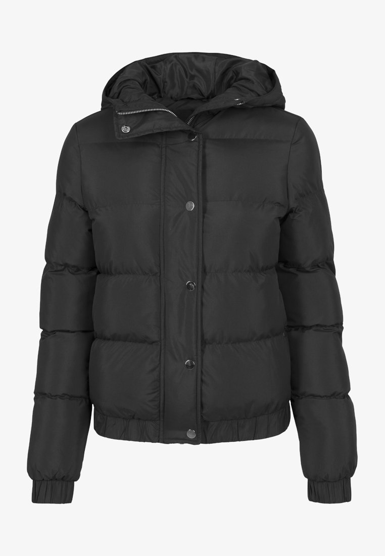 Urban Classics DAMES GEWATTEERDE JAS MET CAPUCHON - Winterjas - zwart