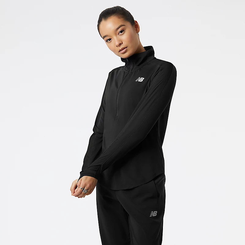 Femme Accelerate Half Zip - ZWART