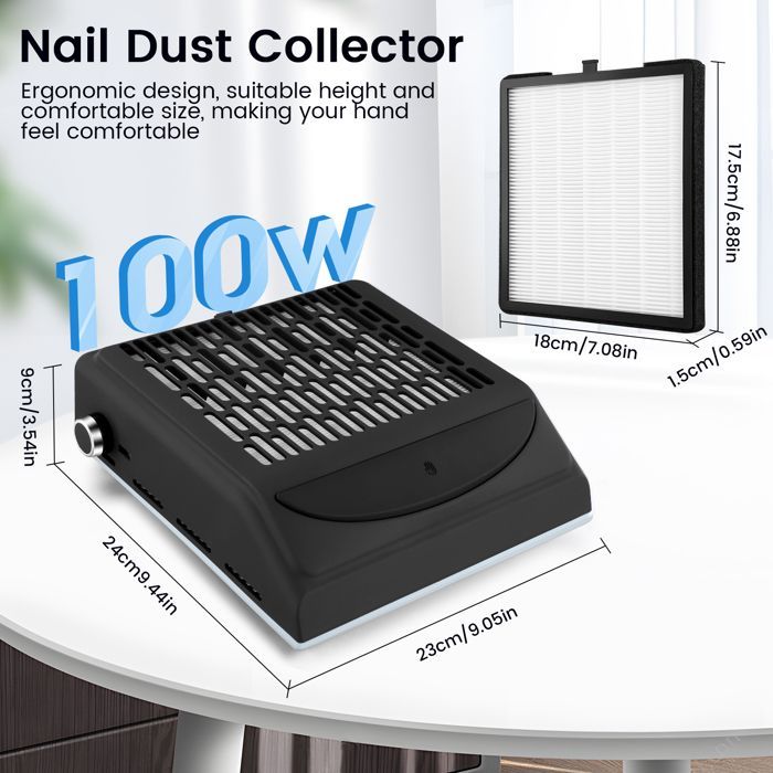 TTLIFE Nail Vacuum Manicure Nail Dust Collector Pedicure Nail Dust Collector Nail Art Machine