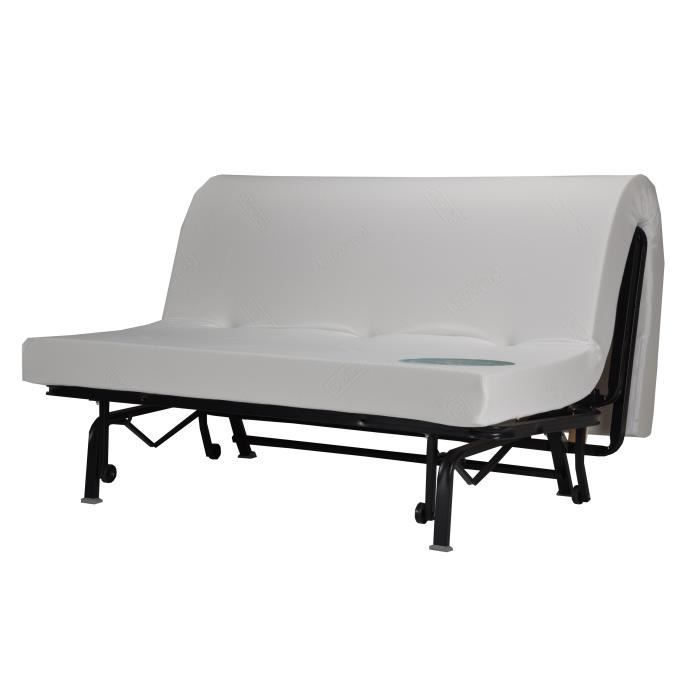 BECCI 3-seater sofa bed - Grey fabric - BULTEX - Made in France - W 142 x D 101 cm