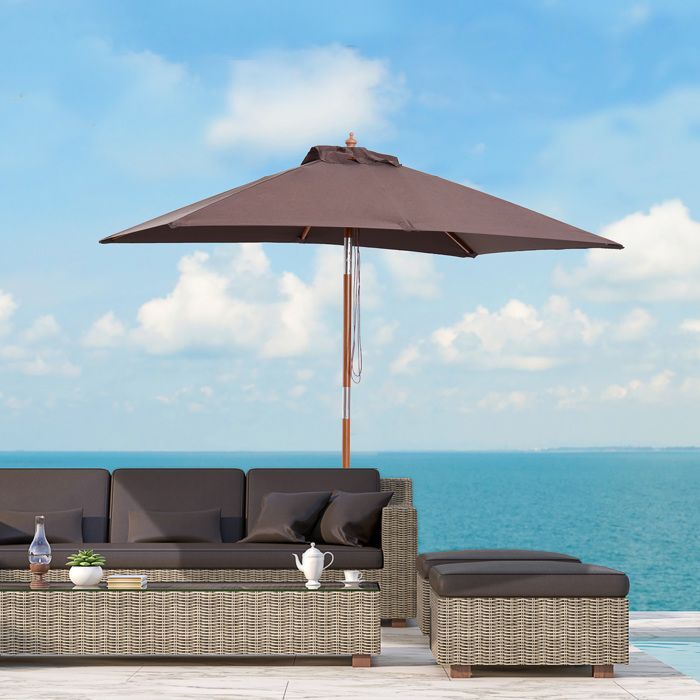Outsunny - ombrellone - Legno - 200x150x235cm - Marrone